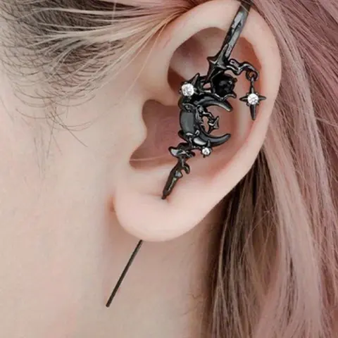 Punk Unique Y2K Stars and Moons Cubic Zirconia Earrings for Woman Witchy Jewelry Daily Vacation Music Festival Party Halloween Christmas Day punk style earrings Sparkling zirconia Shining earrings