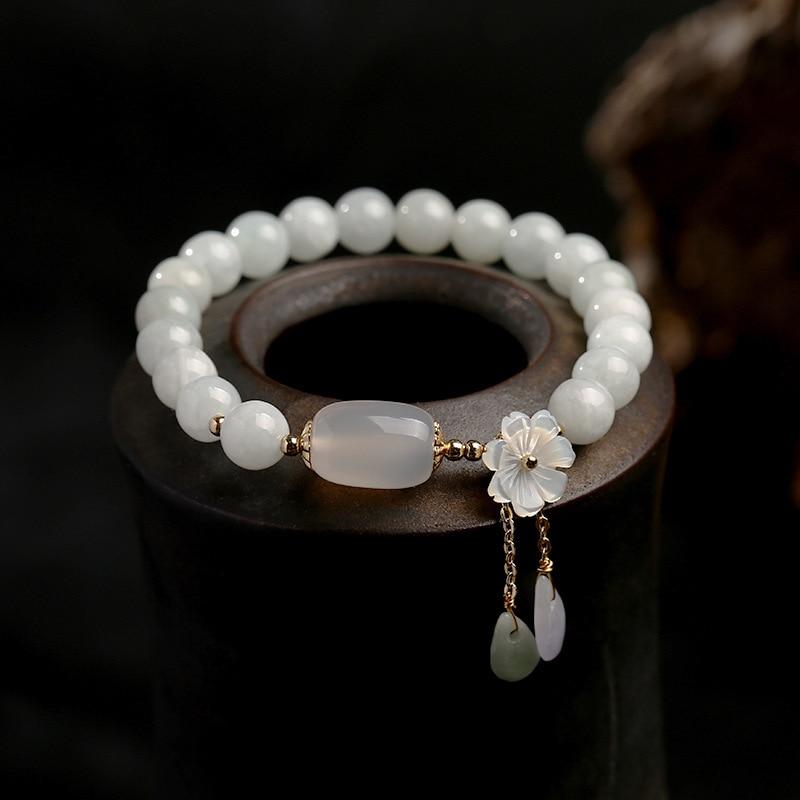 Shell flower jade water drop bracelet, for  her