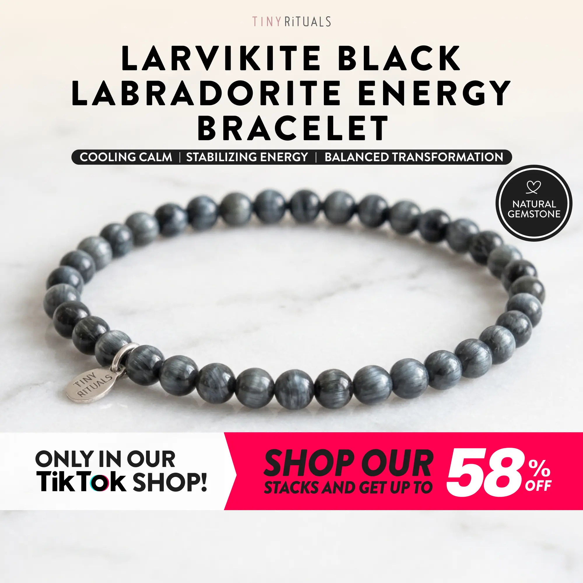 TINY RiTUALS Larvikite Black Labradorite Energy Bracelet