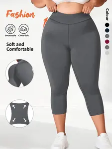 Women's Plus Size High Waist Stretch Capri Leggings, Soft Four-Way Stretch Fabric for Yoga and Everyday Wear, and Available in Multiple Colors, Shaping Leggings
