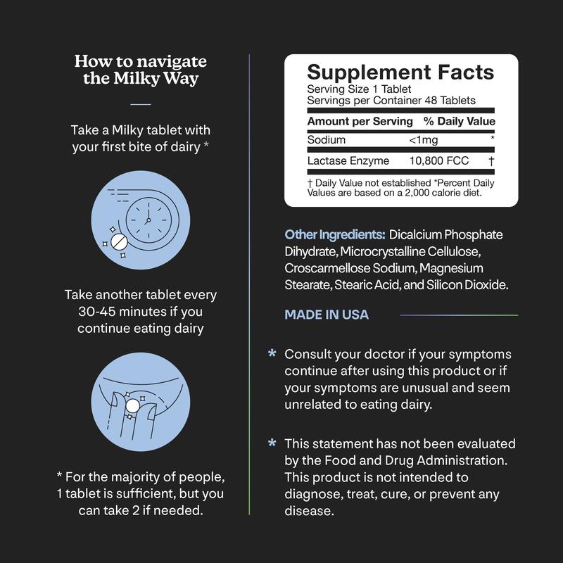 Milky Card - Premium Lactase Enzyme Supplement for Lactose Intolerance - Dairy Relief