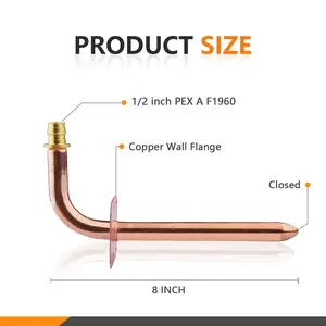 PEX A Expansion 1/2" 8" Copper Stub with Wall Flange