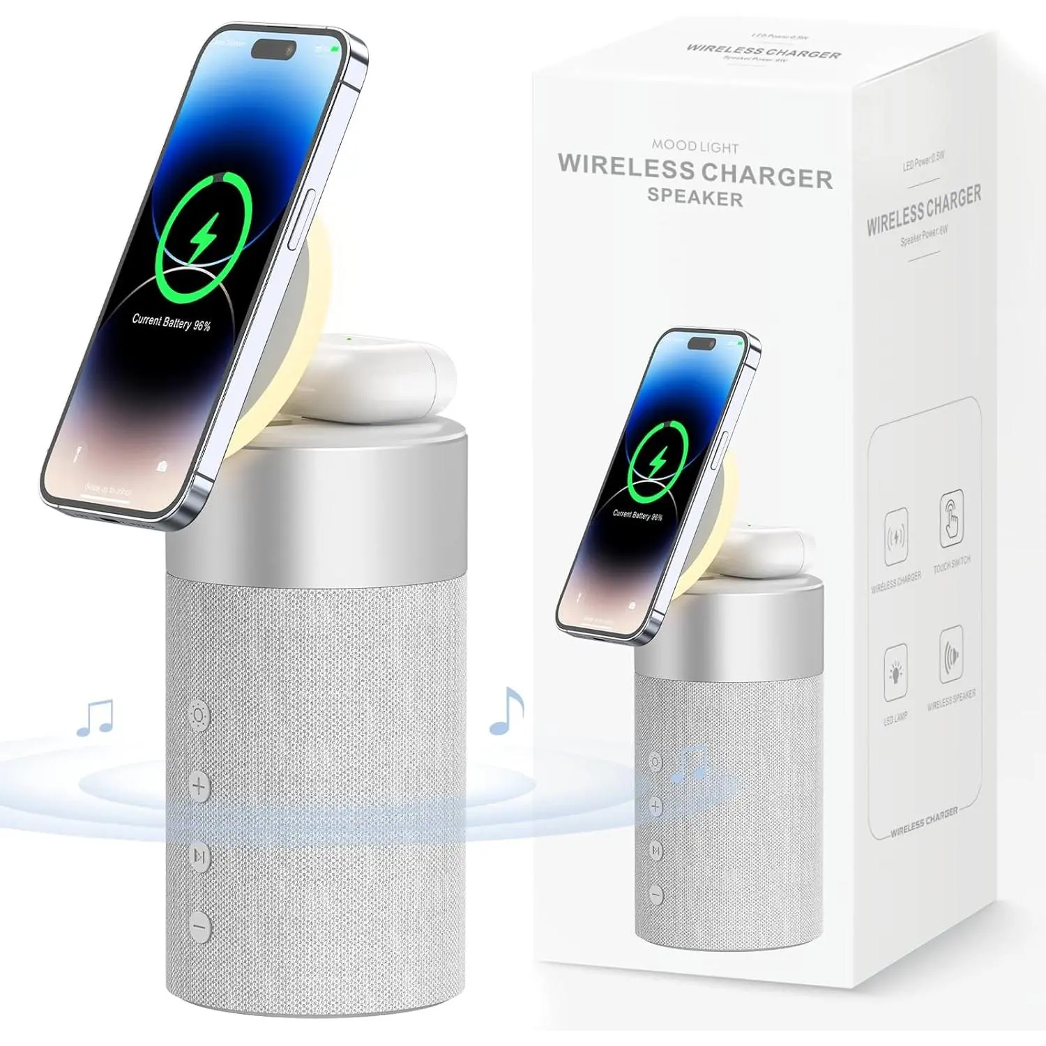 Speaker with Night Light - 3 in 1   Charger for  16/15/14/13/12 Series, AirPods Pro/3/2,Gifts for Men& Women