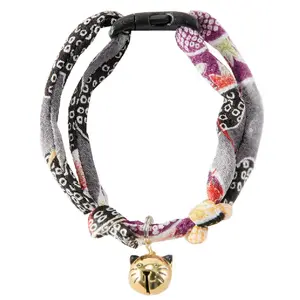 Chirimen Hanabi Fireworks Cat Collar(Gray)