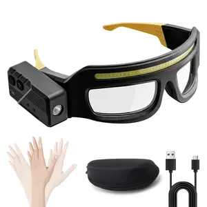 Rechargeable LED Glasses Headlight,Motion Sensor & Touch Control,5 Modes USB-C Light Up Eyewear Headlamp IPX4 Waterproof for Running,Fishing,Cycling,Hiking,Hands-Free Lighting