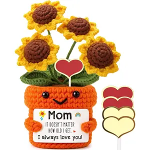 Mini Love  for Mom,  Crochet Sunflower, from Daughter Son, Birthday Appreciation Gifts for Mom Women, Positive Reminder Self Care Gifts, Christmas Stocking Stuffers