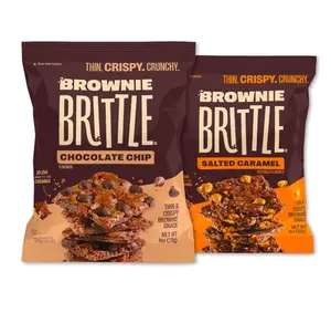 Brownie Brittle – Chocolate Chip & Salted Caramel Thin and Crispy Sweet Snacks (Pack of 20, 1 oz), Rich Gourmet Brownie Bites Dessert
