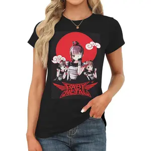 BABYMETAL Women's round-neck short-sleeved T-shirt, slimming top for going out, sexy basic style T-shirt