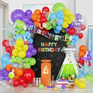 150 Pcs Science Party Decorations Rainbow Balloon Arch Kit for Mad Science, Pi Day & School Events