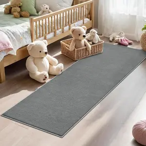 【GARVEE】2x6 Soft Runner Rugs for Bedroom - Black Fluffy Non-Slip Shag Bedside Runner Mat, Fuzzy Plush Carpet, Washable and Foldable Area Rug Runner for Dorm, Nursery, Hallway, Indoor Home Decor in Grey
