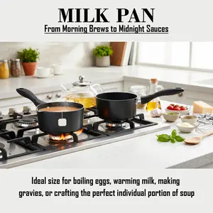 Best Offer 3 - Piece Non-Stick Milk Pan Set – Includes 5", 6", & 8" Durable Nonstick Coating, Stay Cool Handle for Comfort, & Dishwasher Safe! Best Quality Cooking Pan