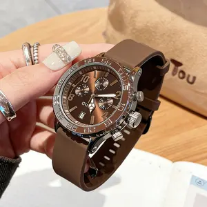 Chic Multifunction Chronograph Watch for Women, Silicone Strap Casual Fashion Wristwatch