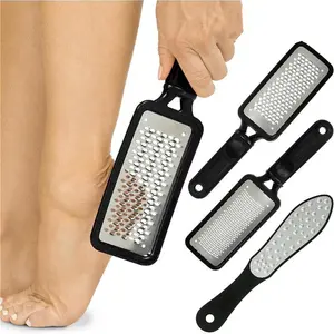 [Summervibes] 3Pcs/Set Foot File,Black Feet Scraper for Dead Skin,Heel Grater,Callus Remover Scrubber Tool,Rasp for Cracked Heels,Stainless Steel Pedicure Filer for Men & Women,Hand Tools Kits