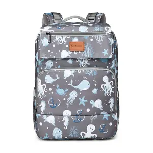 2-in-1 On-the-Go Diaper Bag Backpack with Foldable Baby Bed, Large Capacity Waterproof Unisex Travel Organizer for Moms (Free Hook), On-The-Go Diaper Bags