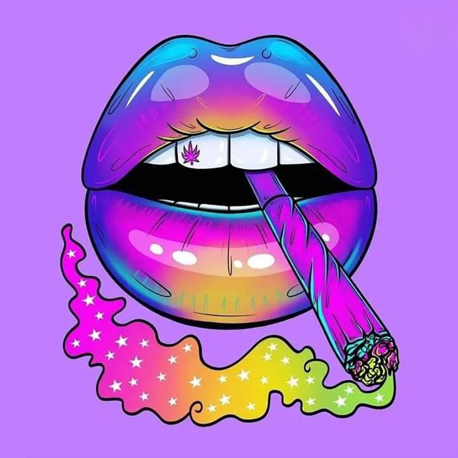 1 set DIY diamond painting kit, 5D diamond art set, DIY decoration colorful lips, rainbow smoke, dreamy style. Mosaic, diamond art, DIY art home decor. Craft