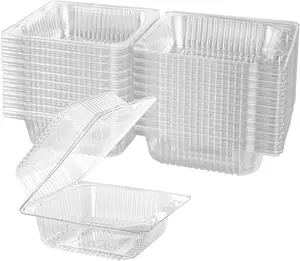 50-Pack Clear Plastic Hinged Food Containers Disposable Clamshell Takeout Trays for Cake Slices Snacks Desserts & Salads