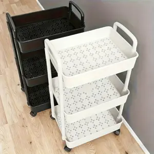 Multi-layer caster mobile storage cart - easy-to-assemble plastic storage rack with multiple layers of shelves for bathrooms, kitchens, RVs, offices and workshops, Bathroom Storage Organizer, space-saving, multi-functional modern minimalist furniture