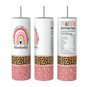 Teacher 20 oz Tumbler Coffee Drinkware Insulated Lid Skinny Portable