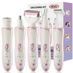 4 in 1 Women Electric Shaver Bikini Trimmer With DualHead for Women IPX7 Waterproof Face & Body SilkySmooth Hair Removal USB Rechargeable LightweightEpilator Electric Razors for Bikini Underarm Leg Arm Body Face