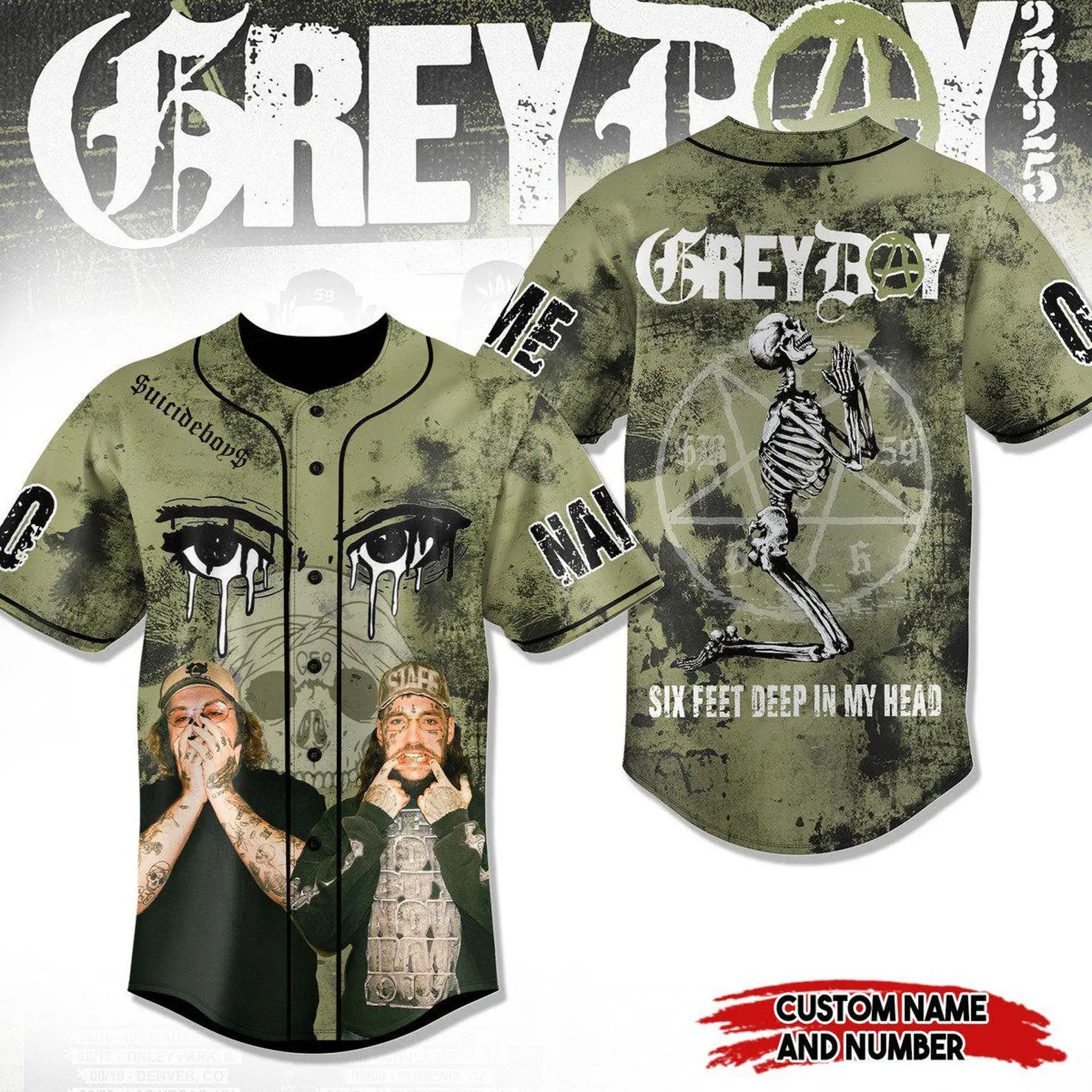 Personalized Suicideboy Merch Jersey, Suicideboy G59 Baseball Jersey, Greyday Tour Shirt, City Morgue Tshirt, Music Tour 2026 Gift