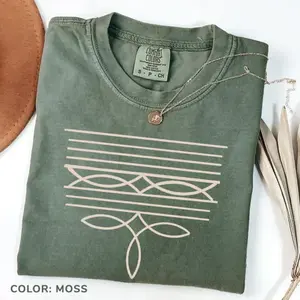 Comfort Colors Boot Stitch T-shirt Country Western Pullover Music Festival Tee Cowgirl Birthday Gift Cowboy Boot Country Rodeo Womenwear Menwear