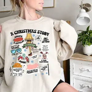 Retro Christmas Movie Sweatshirt, A Christmas Story Leg Lamp Crewneck, Oh Fudge Quote Sweater, Funny Holiday Gift Idea