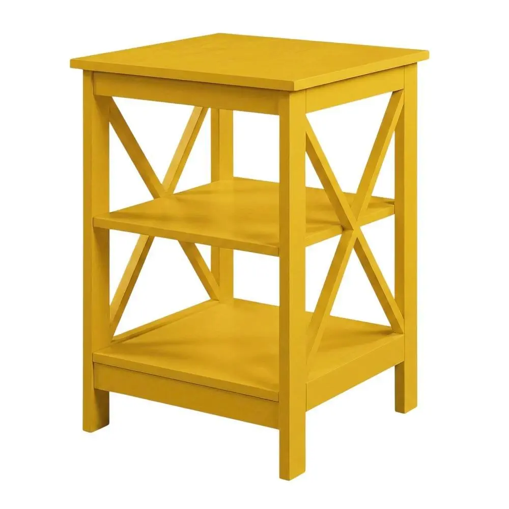 Yellow End Table with Shelves for Coastal-Style Home Decor