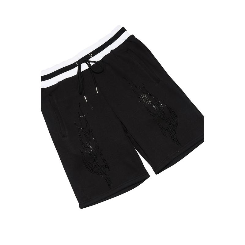 Ridley Black/Black Rhinestone T Shirt Short Set