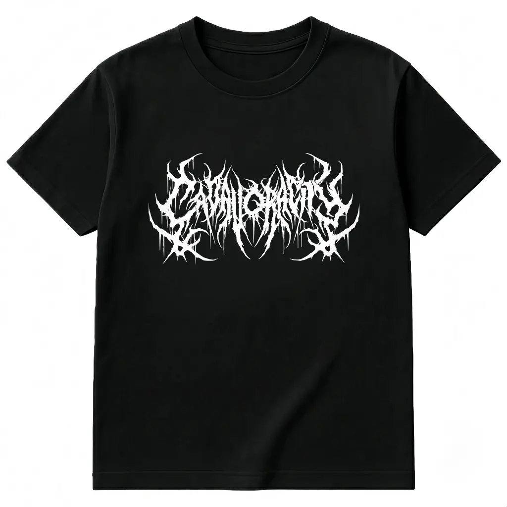 Men's Heavy Metal Style Classic Short-Sleeve Round-Neck Cotton Graphic T-Shirt - Gothic Font Typography, Vintage, Casual Streetwear Top