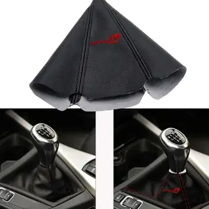 1PC Universal Car Gear Shift Knob Dust Cover, Sports Themed Embroidered Design, PU Leather Manual Gear Shift Cover, Fit for Most Car Models
