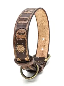 Personalised Leather Dog Collar - Custom Size, Handmade, Durable, Custom Italian Inks, Premium Quality, Meaningful Gift for Dog Lover