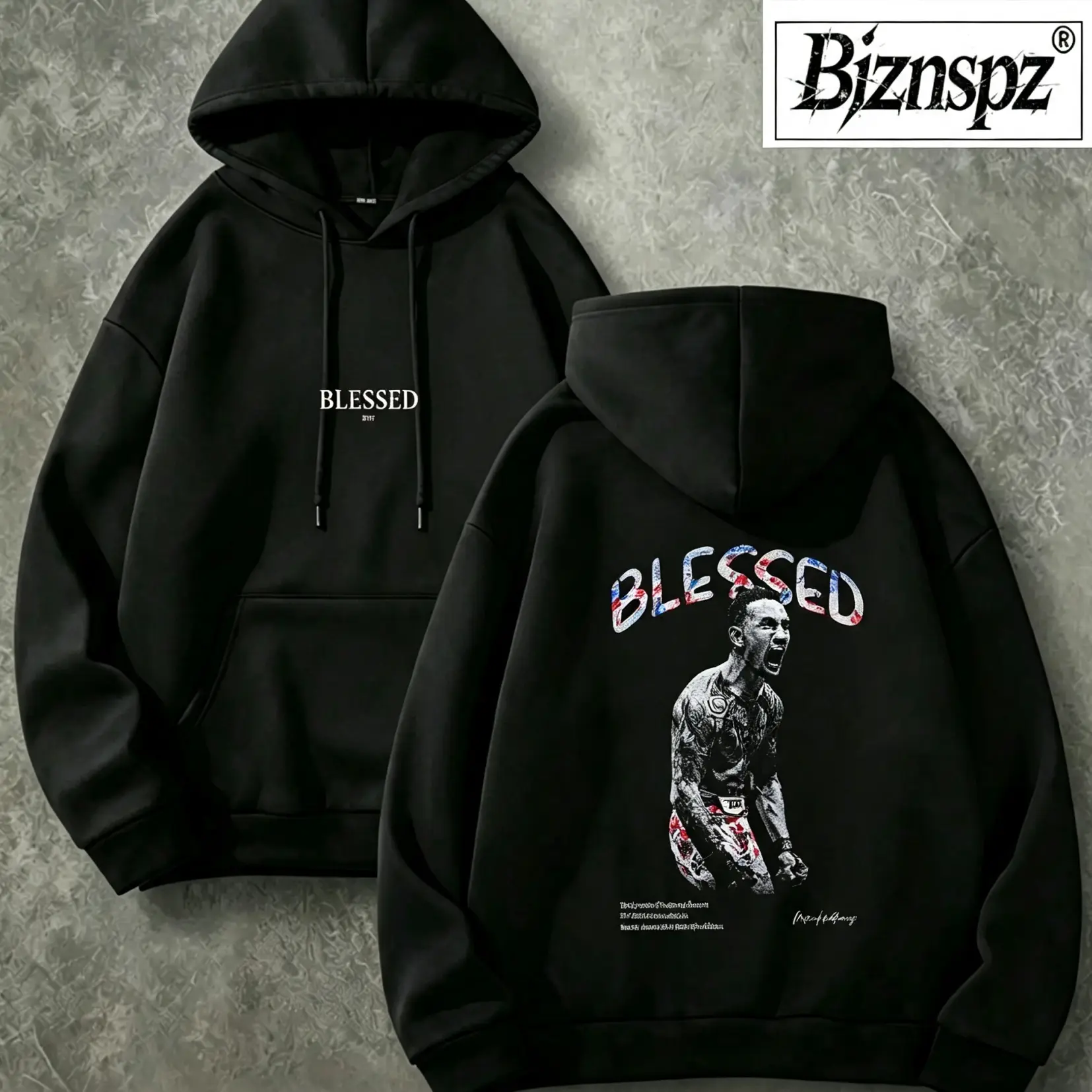Blessed Max Holloway UFC Graphic Heavyweight Hoodie, Vintage Y2K Streetwear Pullover, Sports Champion Sweatshirt Casual Menswear