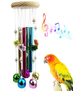 Bird Chewing Toys, Conure Wind Chimes Chewing Toy with Colorful Stick, Bird Parrot Cage Hanging Bells Toys for Conure, Budgie, Parakeet, Caique, Cockatiel, Lovebird, Finch