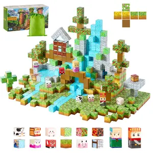 150-PCS Forest Castle Magnetic Blocks Set, Magnetic Cubes for 3+ Years Old Kids, Montessori Toys, STEM Construction Play Toy, Christmas Birthday Gift