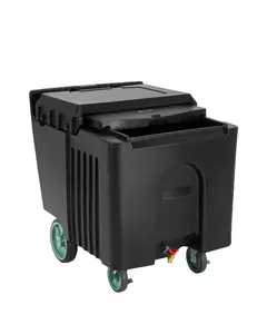 Commercial Ice Bin 61.6 L Portable Ice Caddy With Sliding Lid And Four Wheels For Easy Transport And Storage In Restaurants, Bars, Hotels And Catering Establishments, Durable Large-Capacity Ice Container