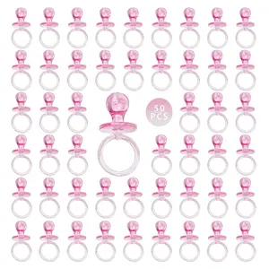 50 count 2.75 Inch  Pacifier  Shower Plastic Pacifier for  Shower Pacifier,  Shower Gender Show Party Decoration DIY  Shower Birthday Party  (Pink)