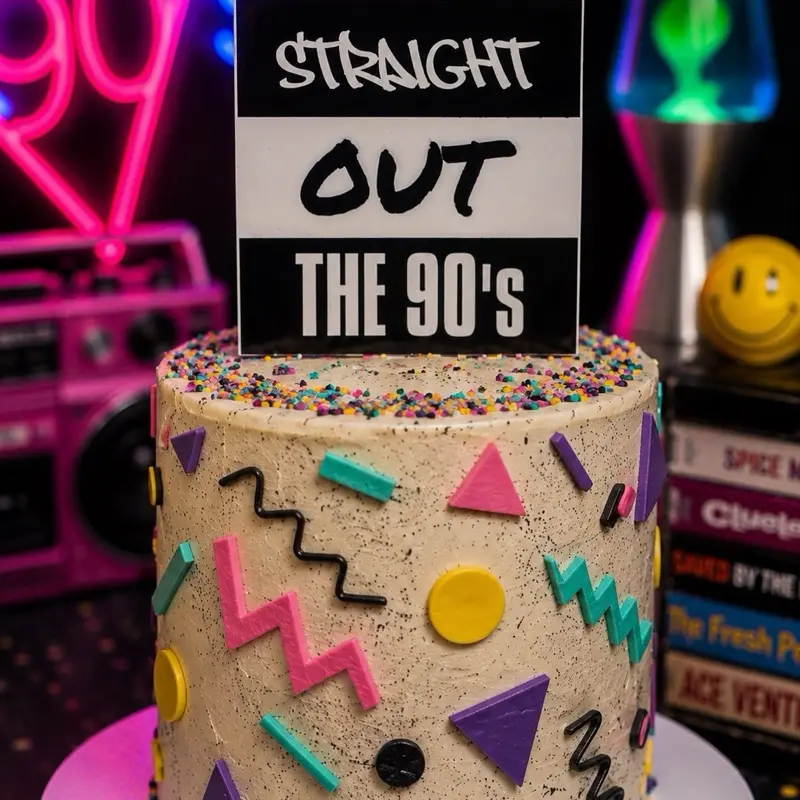 Straight Out The 90s Cake Topper, 90s Birthday Cake Topper, Retro 90s Party Decor, Acrylic Birthday Cake Decoration