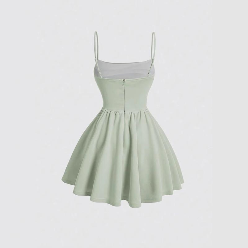 Fashion Dress Solid Color Ruched Back Zipper Strap Dress Casual Womenswear White Formal nadia  outfit