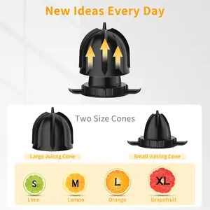 150W Electric Citrus Juicer Squeezer with 2 Cones, Stainless Steel Quiet Orange Juice Extractor Machines for Lime Grapefruit Lemon, Detachable Design