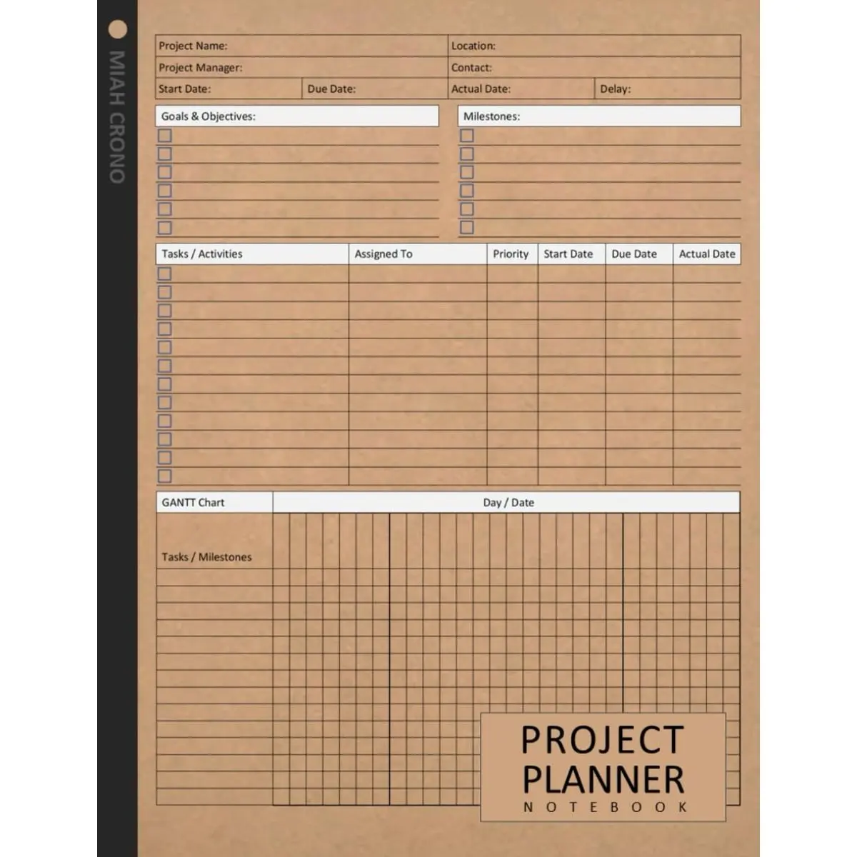 Project Planner Notebook: Project and Task Management Workbook With Checklist and Gantt Chart for Small Businesses. 106 Numbered Pages and Table of Contents Paperback – Notebook, March 28, 2023