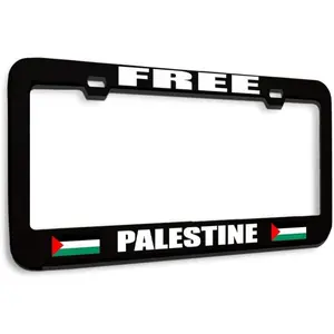 Speedy Pros Metal License Plate Frame Free Palestine Palestinian Country Metal Tag Holder Car Accessories Black 2 Holes 1 Frame