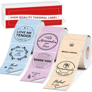 M220 Label, M110 Thermal Labels Round - 1.96"(50mm) M100  Circle Sticker for Compatible with  M110 M100 M220 M221 M250 M260 Labels Maker, , Blue, Khaki, 3 Rolls for Logo, Thanks