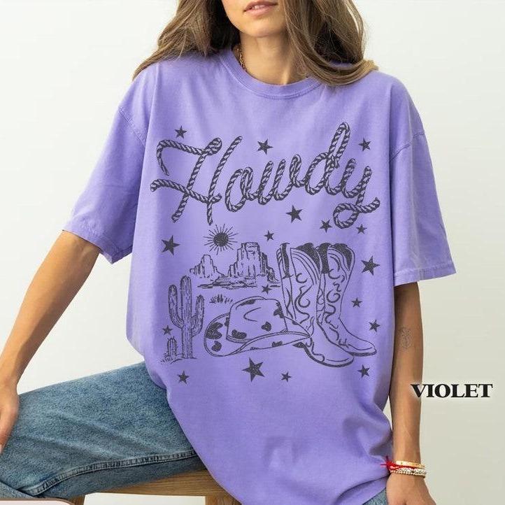 Comfort Colors Howdy Cowgirl Shirt, Vintage Western Cowgirl Tee, Cowgirl Boots Shirt, Country Music Rodeo Shirt, Nashville Horse Lover Gift
