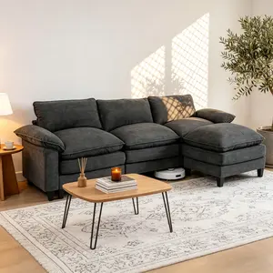 Convertible Modular Sectional Sofa, Oversized L-Shaped Couch with Removable Cushions, Comfy Velvet Sofa for Living Room, Apartment outdoorfun