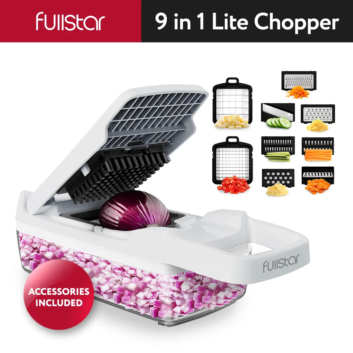 Fullstar Vegetable Chopper - Vegetable Slicer - Onion Chopper with Container - Pro Food Chopper - Slicer Dicer Cutter - Kitchen Gadgets - Chopping - B
