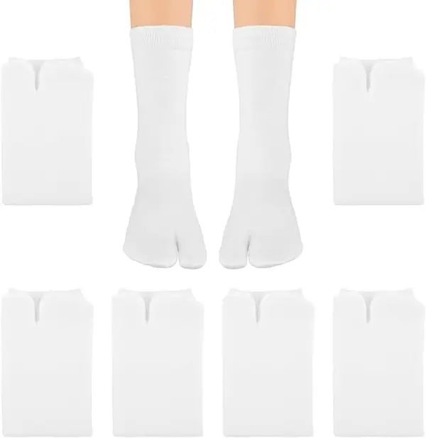 6 Pairs Split Two Toe Socks, with Toes, Elastic Flip Flops Socks, Non Slip Ankle Socks, for Women Men, Suitable for All Shoes
