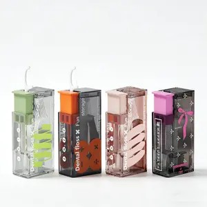 4-Piece Family Floss Pick Dispenser Set with 40 Dental Floss Picks, Refillable Travel Floss Container & Toothpick Holder, Portable Floss Sticks Kit for Adults (4 Piece Family Pack)