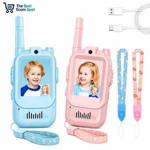 [TBES] Video Walkie Talkies for Kids, Christmas Gift Handheld Rechargeable Video Intercom Kids Walkie Talkies, Indoor Outdoor Toys for Family Games, Outside, Camping, Hiking for Boys Girls Ages 3-12 (Blue/Pink), Outdoor Kids Stuff, Kids Outdoor Play