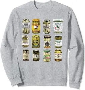 Vintage Canned Pickle Crew Sweatshirt - Quirky Long Sleeve Fashion for Women and Men Menswear Classic