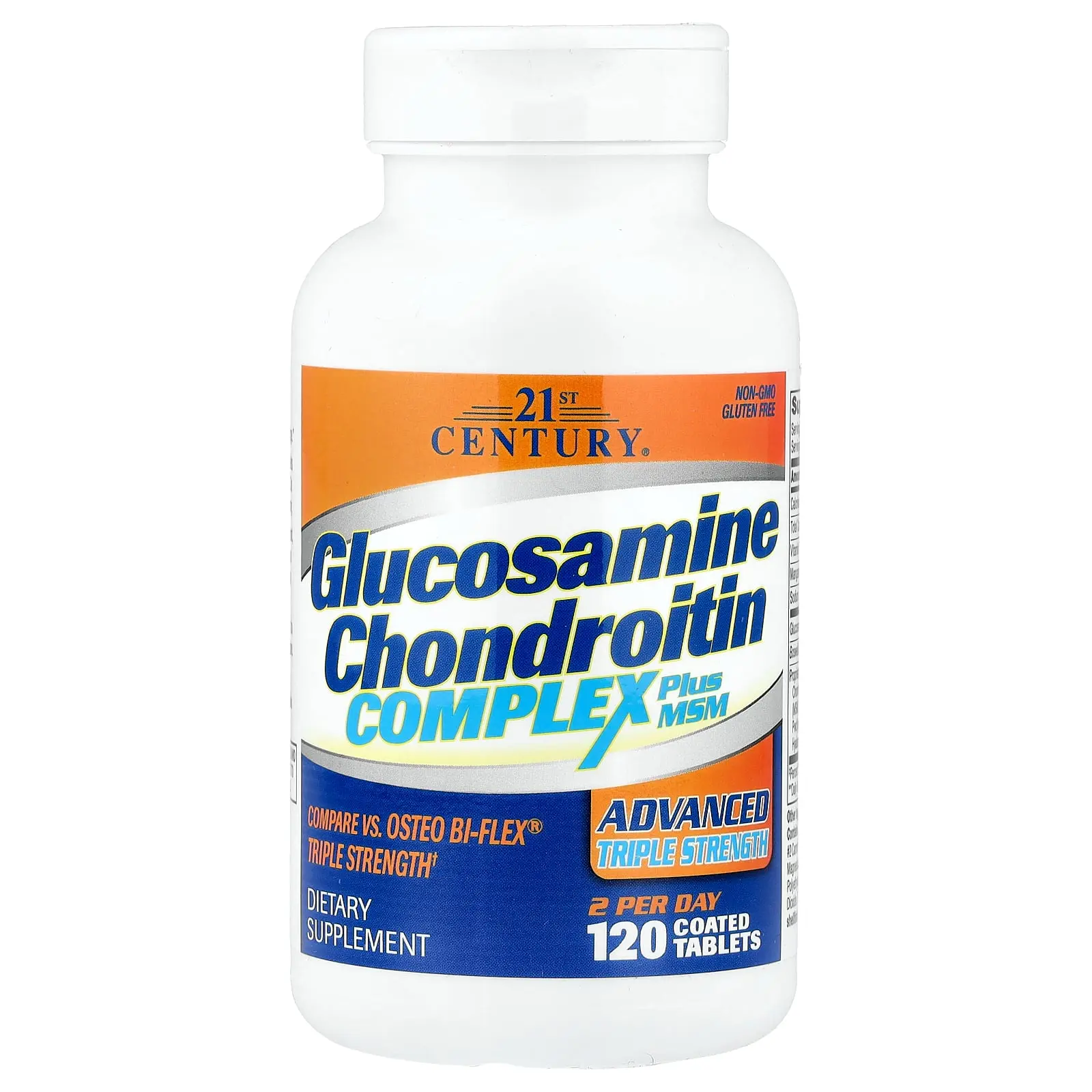 21st Century Glucosamine Chondroitin Complex Plus MSM, Advanced Triple Strength, 120 Coated Tablets | HSA/FSA Eligible
